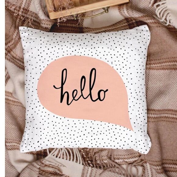 "Hello" Polka Dot Pillow Cover - Picture 4 of 4